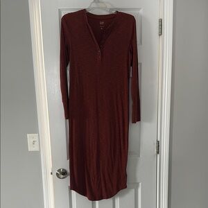 GAP Women's Burgundy Long Sleeve Dress